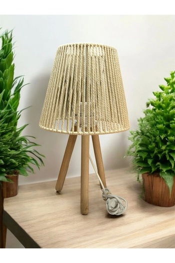 CONANA Three Leg Wooden Lampshade (25 cm Ecru Macrome Head)
