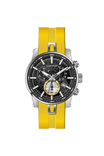 Quantum Men's Wrist Watch New Model Silicone Green Color Function Genuine Leather Card Holder with Calendar