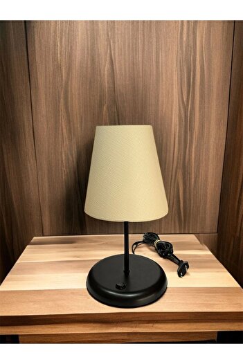 CONANA Lyris - Pvc Lampshade, Mini Table Lamp (Ecru Head, Black Leg)