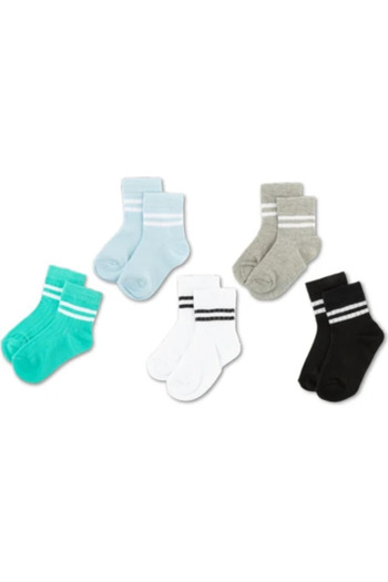 Novibaby 5-Piece Unisex Children's Socks - White, Black, Pink, Cotton School Socks