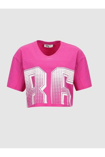 Ltb Contrast Printed Pink T-shirt