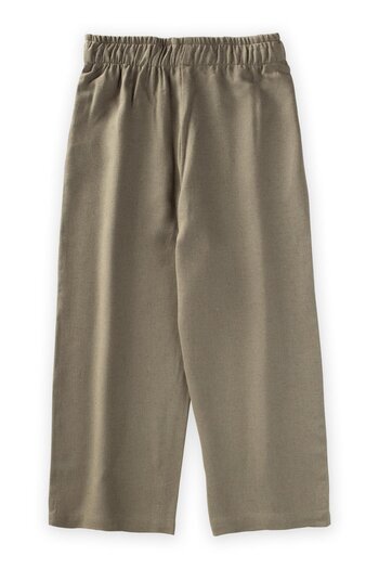 Cigit Ruffled Waist Loose Linen Trousers 2-7 Years Khaki Green