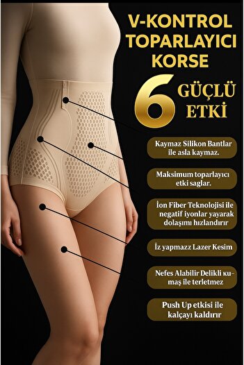 ogonline Ionizer Corset Panties Laser Cut Corset V-Control Butt Firming Ice Silk Corset