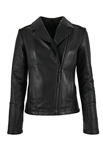 ALİN Opal Genuine Leather Jacket Black Women's Size Measurements Visual