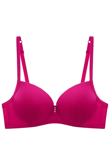 pae Underwire Double Push up Anti-Sagging Soft Daily Bra Neon Fuchsia 1 Piece