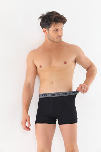 starsolmaz Men's 10-Piece Black Plain Boxer Set