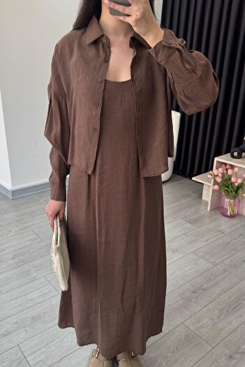 TB Butik Ρυθμιζόμενο λουράκι, Modal, Πουκάμισο - Σετ Φόρεμα "Slim Fit"
