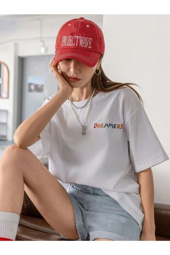VBSVİBES Γυναικείο μπλουζάκι White Oversize Dreamers Printed