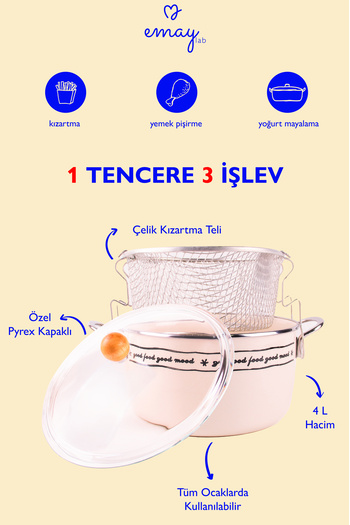 EMAYlab Mood Enamel Frying Pot/Fryer (Special Lid)