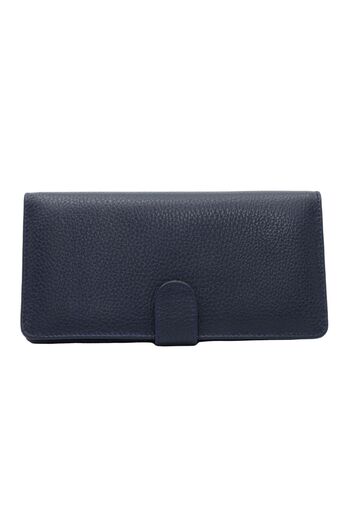 Meskanto Twist Genuine Leather Floater Navy Blue Wallet with Phone Compartment