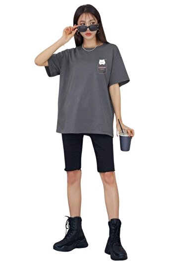 DUBU BUTİK Good Luck T- Shirt - Baskılı Oversize Tişört