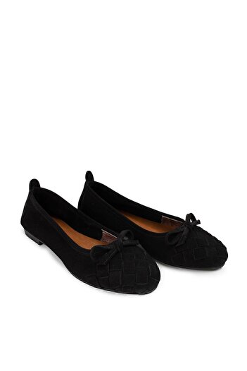 Deery Genuine Suede Black Women's Ballerinas