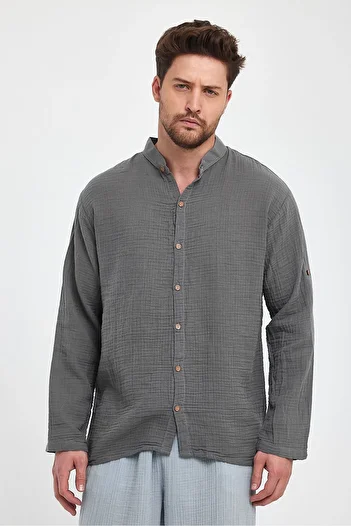 Heaven Ephesus Men's Shirt - Muslin Judge Collar Long Sleeve Shirt - 4050