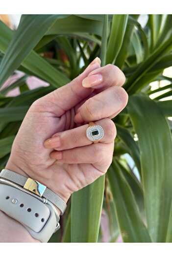 mibrillo Latest Fashion Brand Equivalent Green Joint Ring with Zircon Stone