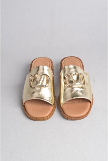 SEÇ KUNDURA SEÇ 016 HAKİKİ DERİ TOKALI TERLİK (Topuk Boyu:3,5cm) ALTIN