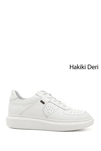 GÖNDERİ(R) Women's White Wedge Sole Genuine Leather Loafer Shoes
