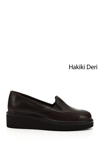 GÖNDERİ(R) Women's Brown Antique Wedge Sole Genuine Leather Shoes