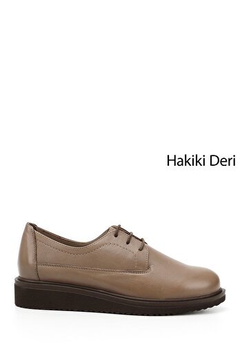 GÖNDERİ(R) Women's Mink Antique Lace-Up Padded Sole Genuine Leather Shoes