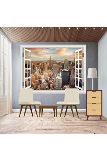 media Photo Wallpaper Window Sunset over New York City, 135 x 90 cm