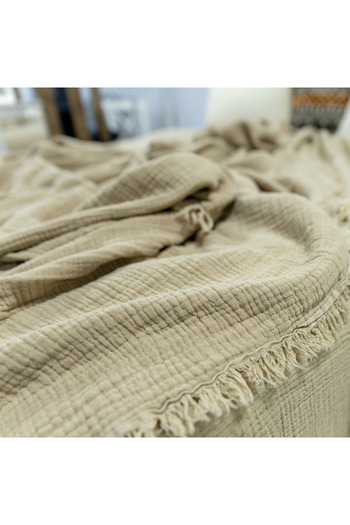 OTEXSA Stone Color Muslin Bedspread - 4 Layers, (200X220)