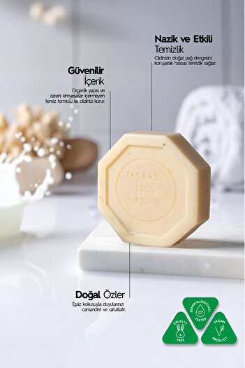 Naturix Donkey Milk Extract Stone Soap 5-Piece Eco Package Moisturizing and Skin Revitalizing Care - 5X125 Gr