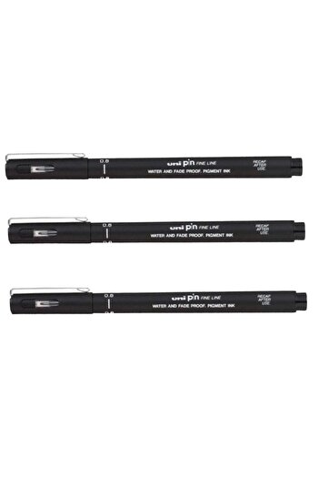 UNİ-BALL Uniball Pin (0.8) Fine Line Acrylic Nib Pen Black (Three Pieces)