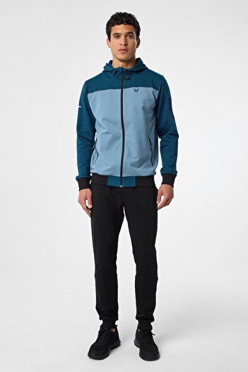 bilcee Men's Blue Hooded Elastic Leg Tracksuit 0785