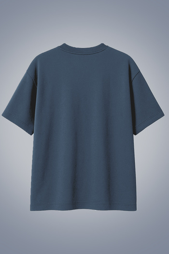 bilcee Men's Indigo Basic Plain Cotton Heavy Fabric Wide Fit Oversize T-Shirt 4581