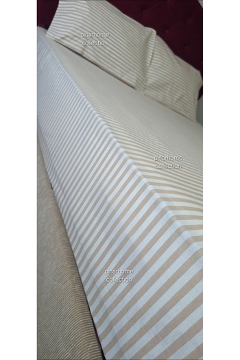 pınarhome collectıon Line Woven Fabric - Fitted Sheet and Pillowcase with Cover (Earthquake Sectional)