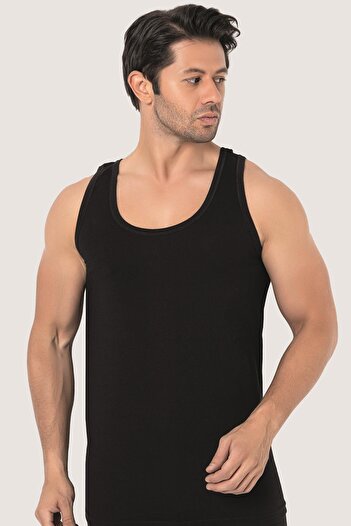 Arma Yıldız Men's Black Combed Cotton Tank 100% Cotton 3 Pack