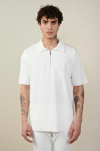 İLKCET MODA Zippered Ottoman Oversize Men's T-shirt