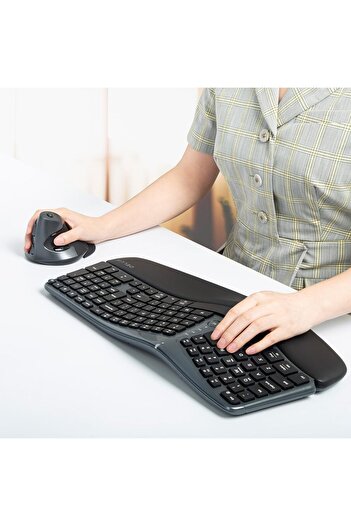 TeknoFaji DELUX Dikey Mause, Kablosuz Ergonomik Mause, 2.4G ve BT 4.0 Çift Mod, Bilek Destekli Fare