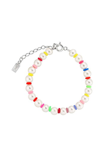 ohmygod jewelry Brățară cu Perle, Discuri Colorate și Accesorii din Argint - Hippie