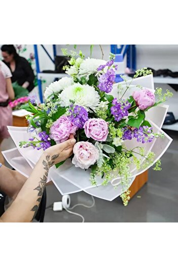 roco paper Flower Wrapping Paper Set, White-White&Black-Black, Matte Transparent Bouquet Wrapping Paper, 58X58 Cm, 10 Pieces