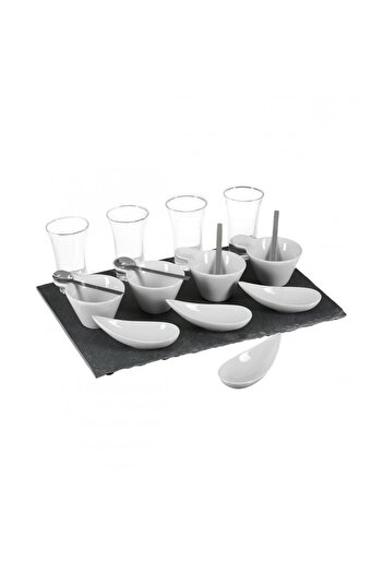 Secret de Gourmet Set de servire aperitive Ardoise, porțelan, piatră, 32 x 22 x 9,8 cm