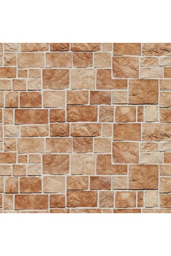 media Photo wallpaper Brown rectangular stone wall, 200 x 255 cm
