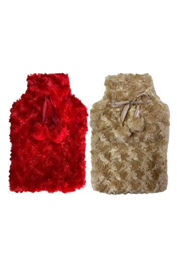 Sia Warm Water Bag 2 Pieces with Pompom Thermofor 26X17X2Cm 1 Liter