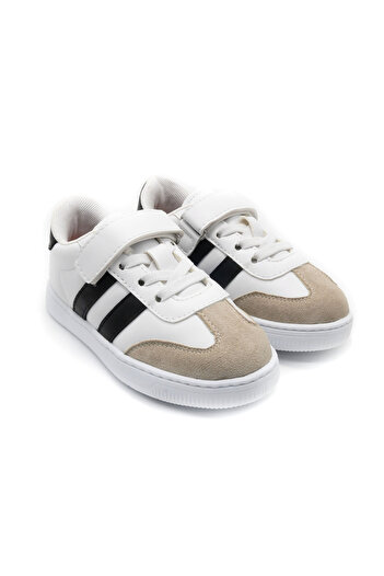 KU&PA SHOES RAMBA DERİ GÖRÜNÜMLÜ MESH ASTARLI ÇOCUK SNEAKER - BEYAZ - 4002 - 31