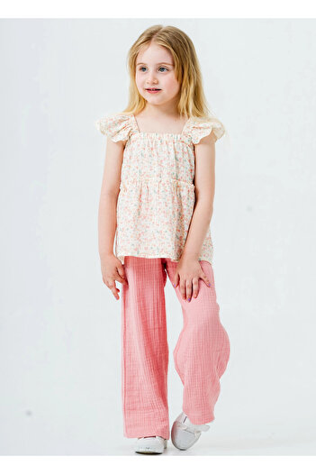 My Hanne Flower Embroidered Girl's Muslin Set 3815