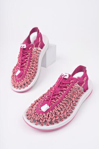 Aymood Elastic Lace-Up Unisex Summer Men's Sandals Women's Slippers Woven Design Beach Sandals Nef