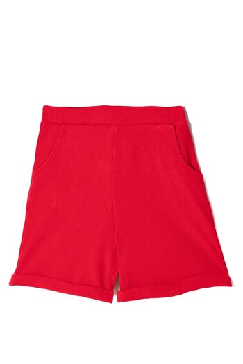 zepkids Ribbed Red Color Girl's Shorts