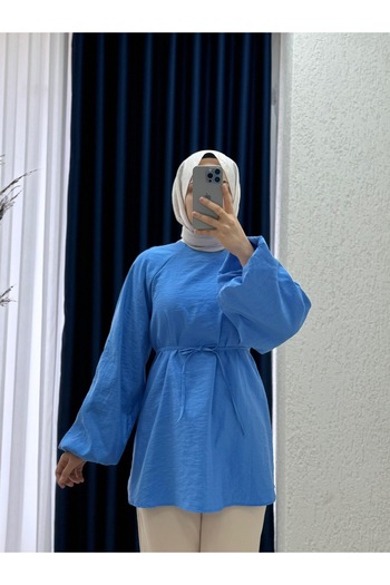 MİHRA STORE Τονίκ με μανίκια Zenita Raglan-BN4175 Μπλε