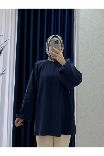 MİHRA STORE Τονίκ με μανίκια Zenita Raglan-BN4175 Navy Blue