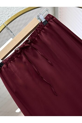 MİHRA STORE Sprinkled Eyelet Tied Skirt-Bn4357 Burgundy
