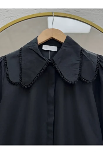 MİHRA STORE Grisons Bebe Collar Short Shirt-Çi̇470 Black