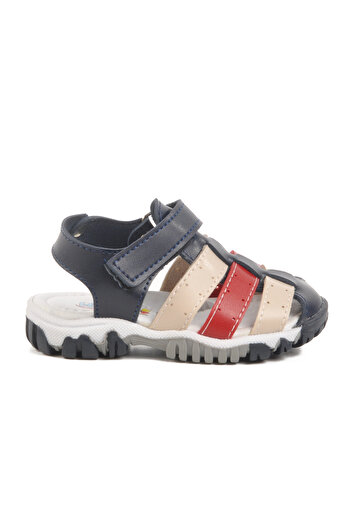 Aspor Navy Blue Red Velcro Boys Sandals Shoes