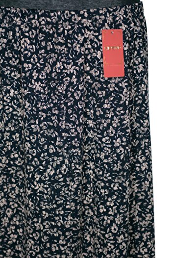 HESNA Women's Ecem Battal Size 8 Piece Elastic Navy Blue Skirt D42