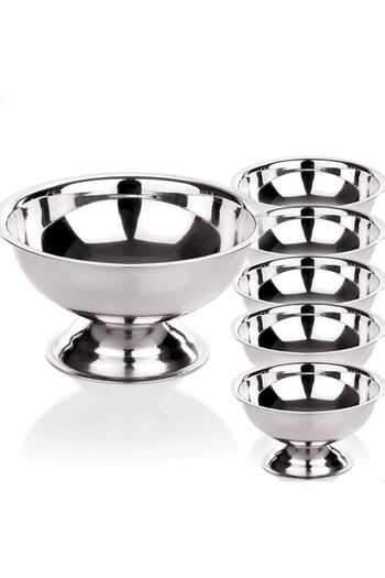 sui home 6' 11 cm Large Size Steel Round Ice Cream Presentation Bowl