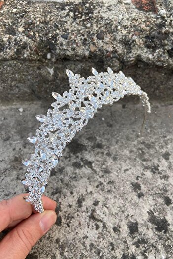Hobigram Clara Silver Bridal Henna Crown Special Occasion Accessory Women's Crown Hair Accessory – Bridal Accessory, Stylish Design
