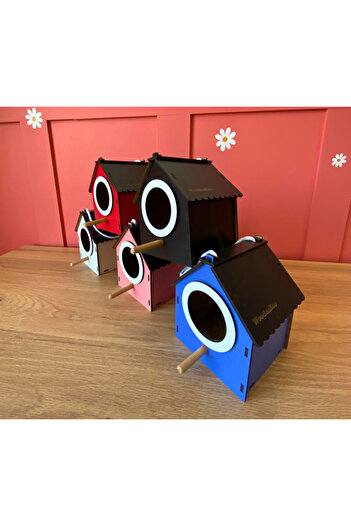 WoodenZoo Ahşap Dekoratif Kuş Evi Yuvası, Yuvalık, Balkon , Bahçe Aksesuarı 5'li